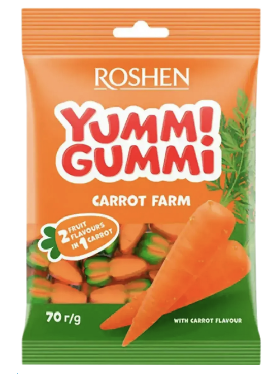 Цукерки Рошен Yummi Gummi Carrots 70г
